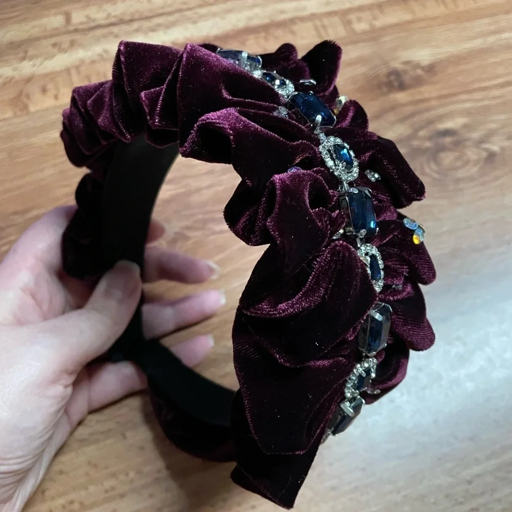 Dark Purple Ruffle Embellished Headband